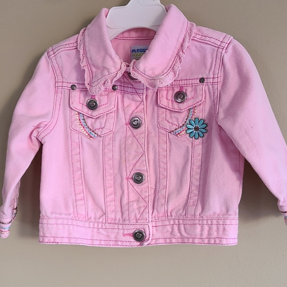 Light pink denim embroidered jacket - Picture 1 of 5